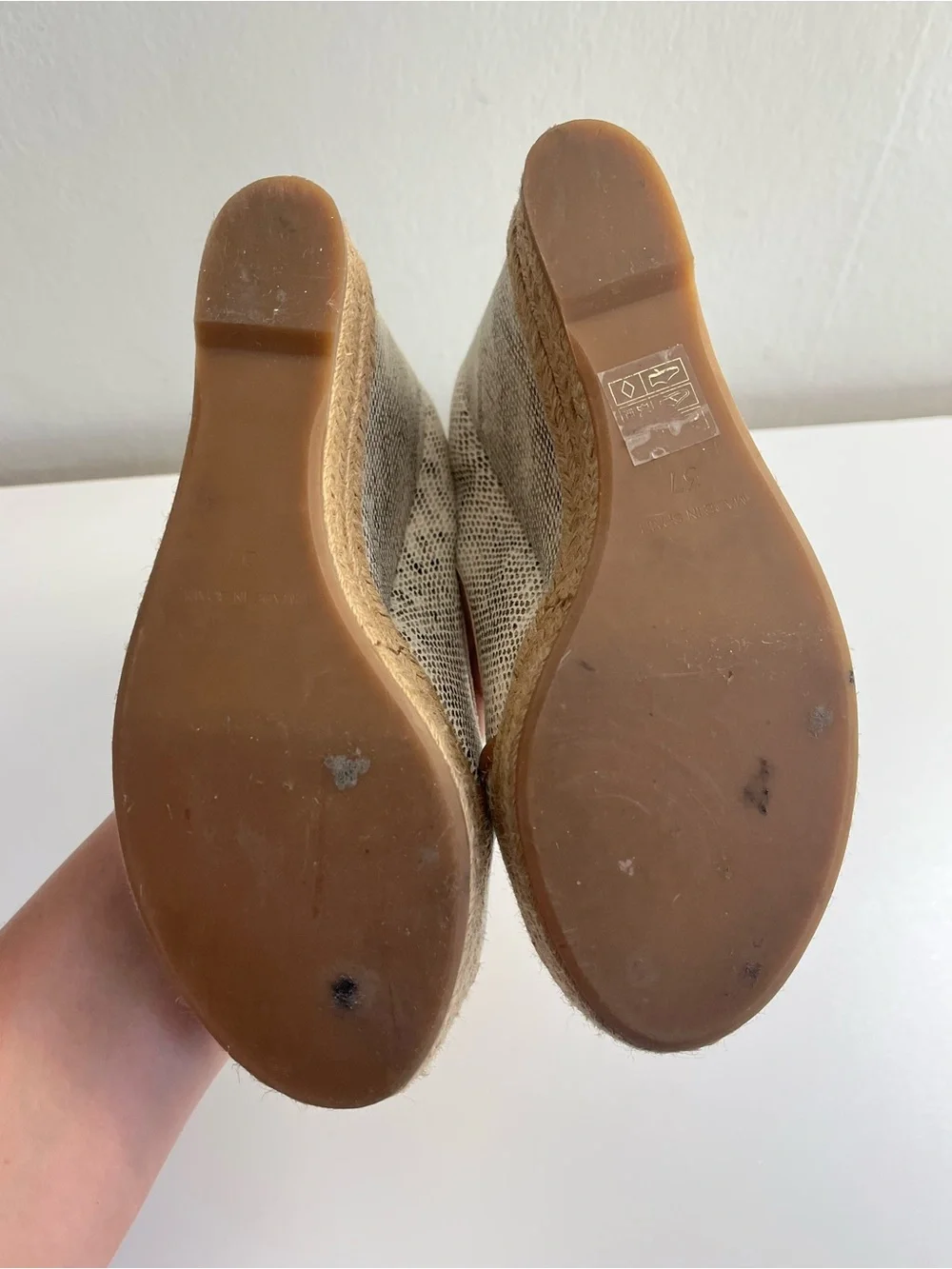 Tory Burch Majorca Snake Print Canvas Espadrille Wedges Size 6.5